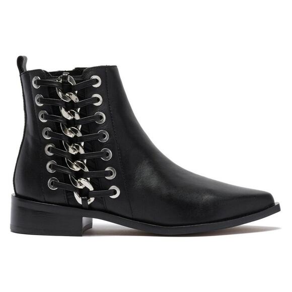 Linea Paolo Women Block Heel Ankle Booties Tatum Size US 5.5M Black Leather - Picture 2 of 5